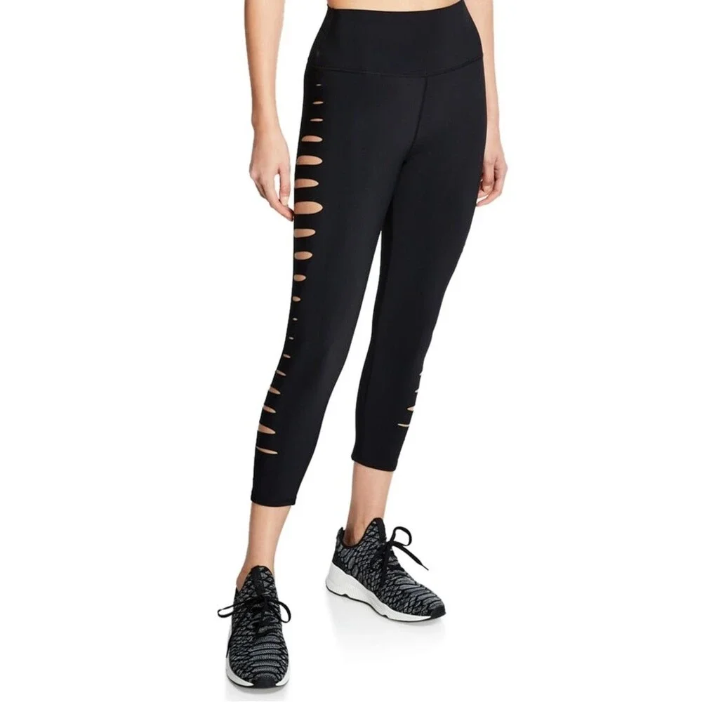 Alo Yoga High-Waist Side Sliced Capri Leggings Black Small
